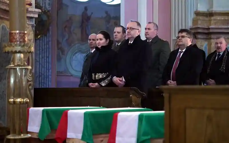 A Vörös Hadsereg elleni harcban elesett három magyar katona temetési szertartása – Kobylka, Lengyelország, 2023. március 23.